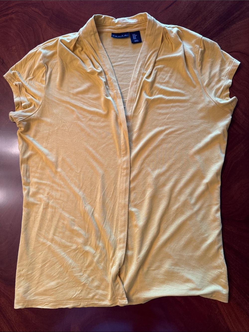 Tahari Mustard Yellow Short-Sleeve Top